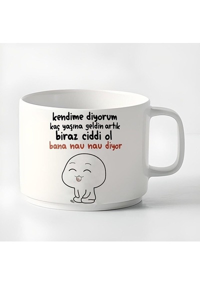 Çay Kahve Espresso Fincanı Nau Nau Motto180 Ml Beyaz