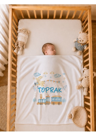 İsim Baskılı Erkek Bebek Battaniyesi %100 Pamuk Çift Kat Penye 80x80 Cm Ham Bez Kıyafet Kesesi Yenidoğan Hediyesi 2096bkyx