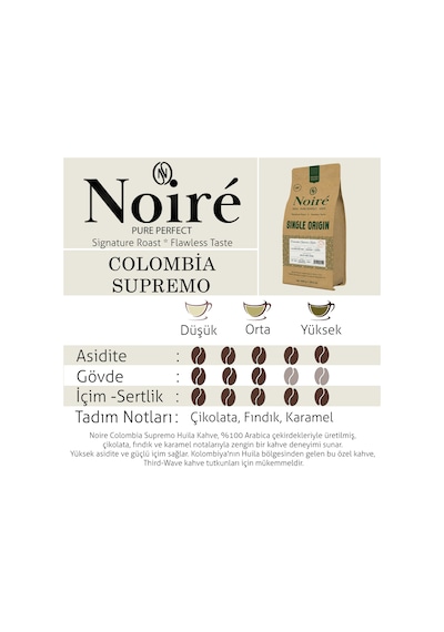 Noire Colombia Supremo Huila 1000g %100 Arabica Single Origin Çekirdek