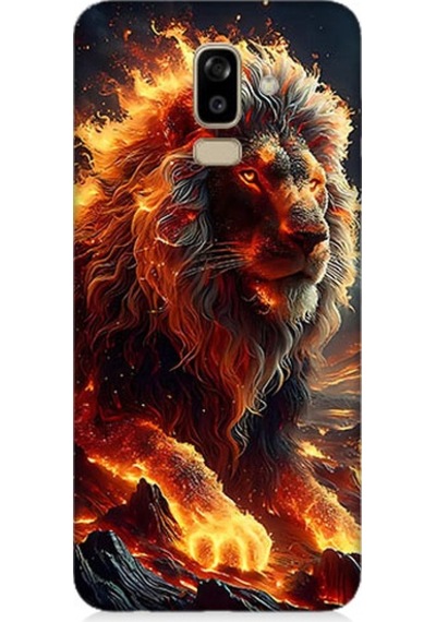 Samsung Galaxy J8 Uyumlu Alev Aslanı Desenli Silikon Kılıf