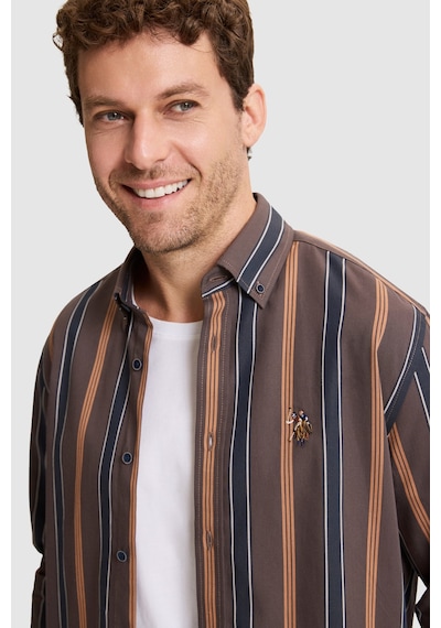 U.S. Polo Assn. Erkek Koyu Kahverengi Uzun Kollu Gömlek 50326428-vr084