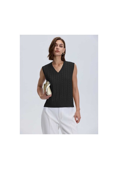 Youknitwear You Lim %100 Pamuk V Yaka Kadın Süveter Siyah