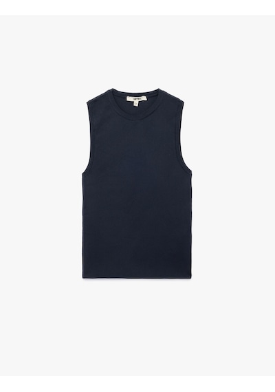 Koton Regular Fit Bisiklet Yaka Kolsuz Triko Bluz Lacivert 6wak30003ht Lacivert