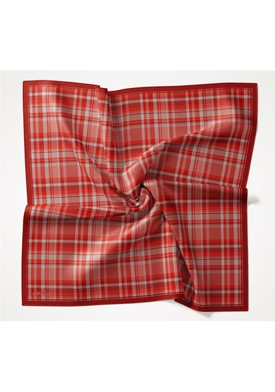 Silk Home Viskon Velora Eşarp Dört Mevsim Ekose Desen Koyu Kırmızı 90x90 Çok Renkli