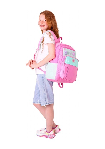 Kauko Holiday Kız Çocuk Altı Bölmeli Rozetli Okul Sırt Çantası - Pembe - K1828 Pembe