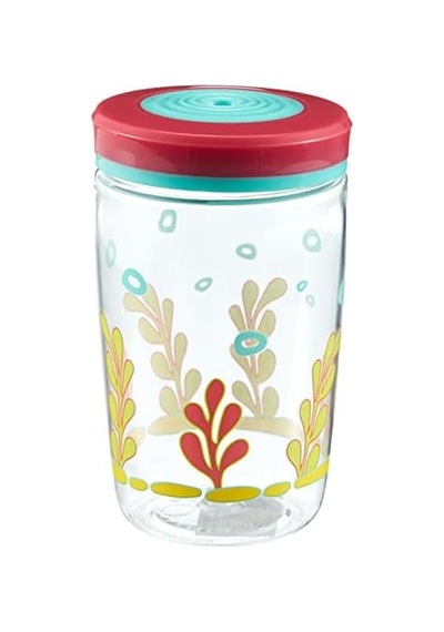 Yüzen Ahtapot Pipetli Tritan Bardak 470 Ml, Mavi Açık Kahverengi