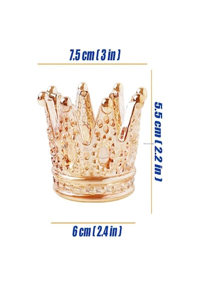 Gold Taç Cam Küllük Mumluk