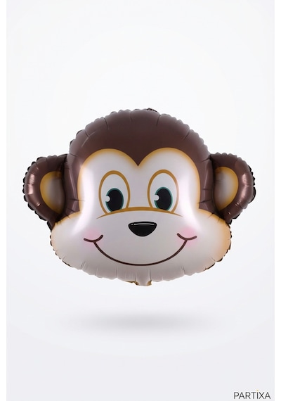Safari Maymun Kafa Folyo Balon 42x41 Cm Safari Temalı Çocuk Doğum Günü Parti Süsü Çok Renkli