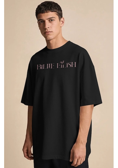 Sevbano Vintage Billie Eilish Şarkıcı Baskılı Unisex Oversize Premium Tiş Siyah