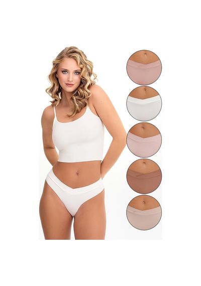 Sensu Kadın Çapraz Bel Lazer Kesim 5'li Slip Kts4030 Model-1 Krem