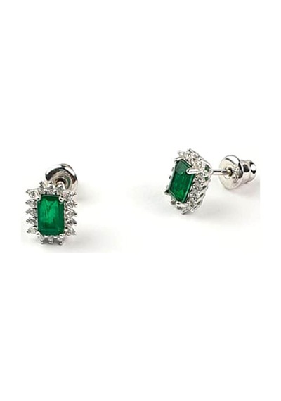 Minimal Skydiamond Green Creative Rubies 925 Ayar Gümüş Küpe