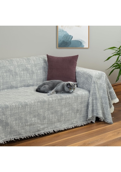 Purecot Premium Pamuklu Püsküllü Koltuk Örtüsü 180x300 Large Çift Taraflı Terletmez, Kaymaz Ant Diğer
