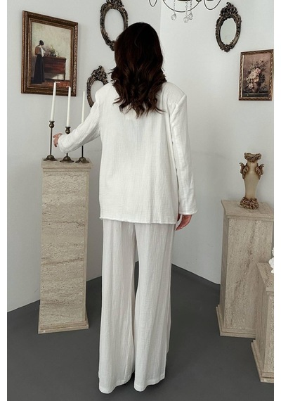 Beyaz Oversize Müslin Takım