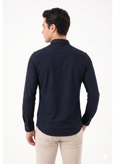 Advante Erkek Spor Slim Fit Uzun Kol Petek Dokulu Gömlek Bgl-st05483 Lacivert