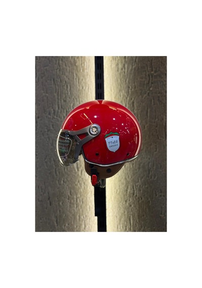 Retro Açık Kask Kırmızı Kırmızı