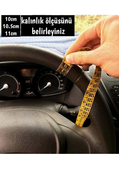 Gürler Dikme Deri Direksiyon Kılıfı Dikmeli Standart Gri-Siyah