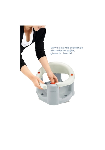Babyjem Önden Açılır Banyo ve Mama Oturağı Ve Hediye Minderli - 2 li Set Kum Beji Çok Renkli