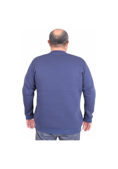 Moc Grande Mocgrande Erkek Büyük Beden Sıfır Yaka Sweat Twenty 24200 Indıgo Indigo