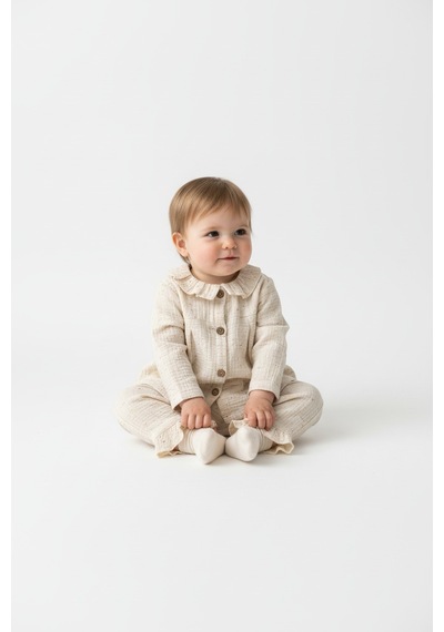 Tiffany Baby & Kids Nope Müslin Newborn Tasarımlı Hırka 2li Takım Bej