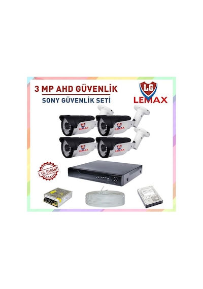 4 'Lü 3 Mp Ahd Sony 1080 P Güvenlik Kamera Sistemleri Full Seti