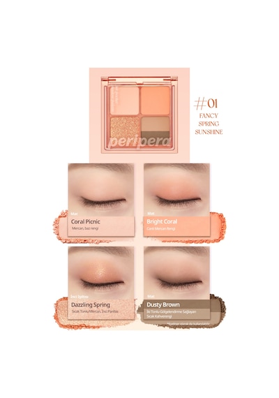 Mat, Parıltılı Tonlarda 5'li Far Paleti Perıpera Ink Pocket Shadow Palette 01 Fancy Spring Sunshine 32163085