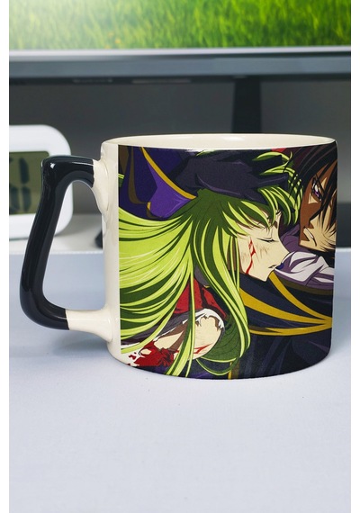 Code Geass Anime Baskılı Seramik Lüks Kupa 1 Adet Özel Siyah Kulp Dalga Kulp V2d Çok Renkli