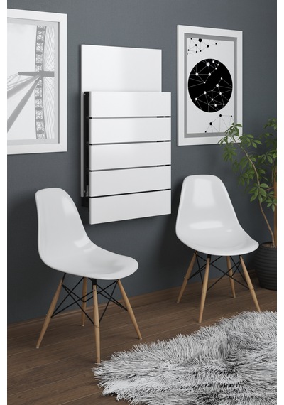 Fulya Duvara Monte Katlanabilir Pratik Yemek Masası Balkon Beyaz