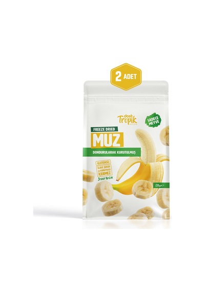 Dondurularak Kurutulmuş Muz 20 G Freeze Dried Meyve Cipsi Çıtır Meyve Kurusu 2 Adet