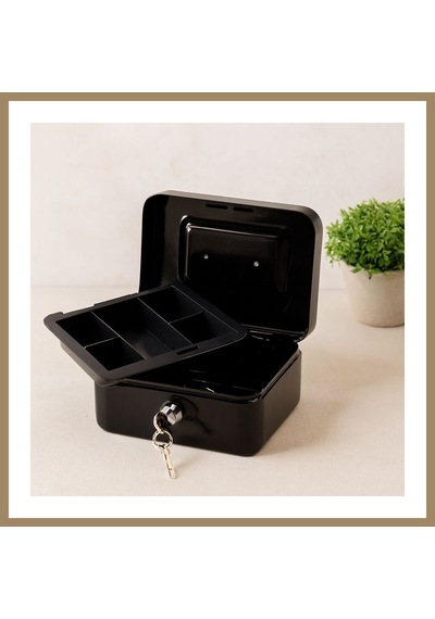 Kahveci.store Anahtarlı Metal  Kutusu 15x12x8 Cm - 6 Bölmeli Taşıma Kulplu 22