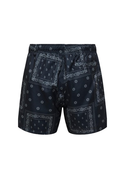 Only & Sons Onsbasıle Life Erkek Deniz Şortu Desenli Rahat Yazlık Regular Fit Siyah