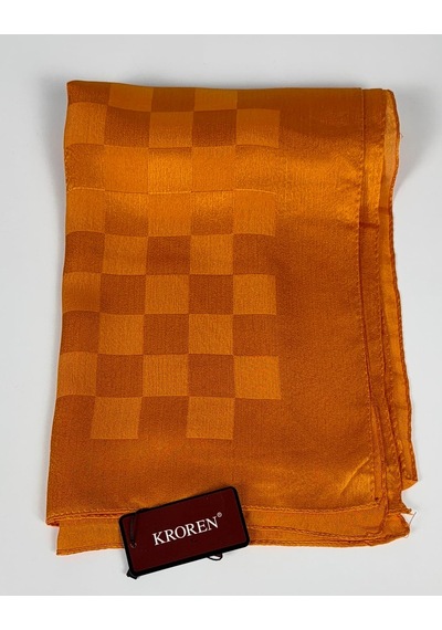 Kroren Krep Jakarlı Dama Desen Şal - 70 X 190 Orange