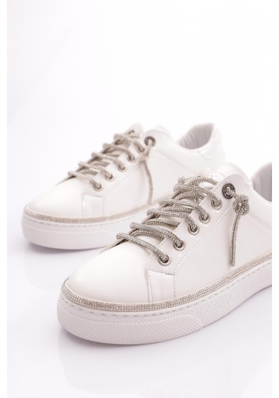 Dgn 2475 Kadin Taş İp Bağcikli Sneaker Ayakkabi 2475-1571-R0198 Beyaz