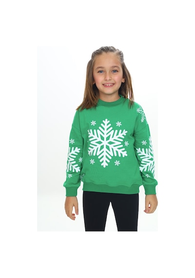 Toontoy Kız Çocuk Relax Fit Bisiklet Yaka Düşük Omuz Baskılı Sweatshirt - 2 İplik Çimen Yeşili Toontoy Kız Çocuk Relax Fit Bisiklet Yaka Düşük Omuz Baskılı Sweatshirt - 2 İplik Çimen Yeşili