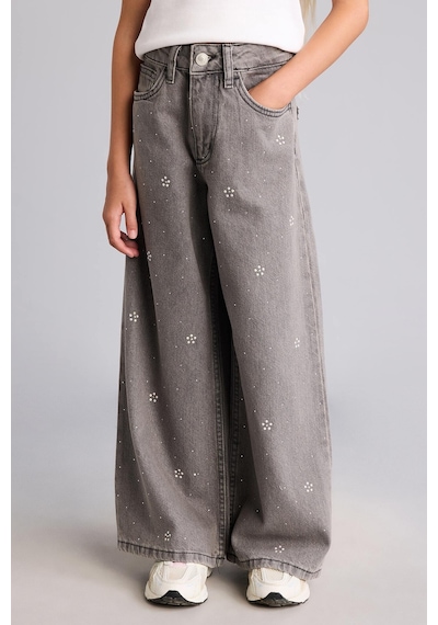 Defacto 90s Wide Leg Desenli Pantolon Kız Çocuk I4476a826aunm18 Gri-nm18