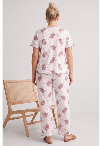 Siyah İnci Beden Fitilli Kaşkorse Örme Pijama Takım26120851 Beyaz Gül Kurusu Siyah İnci Beden Fitilli Kaşkorse Örme Pijama Takım26120851 Beyaz Gül Kurusu