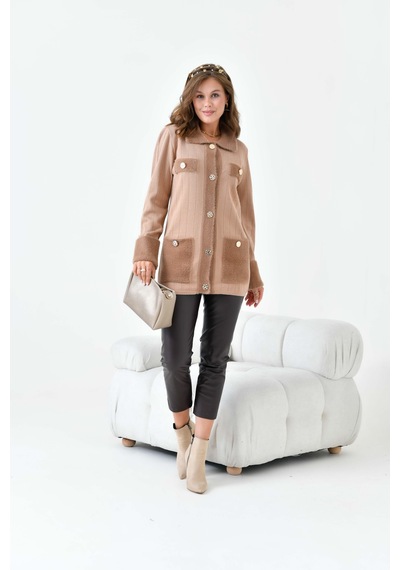 Ftz Women Kadın Pile Detaylı Hırka Camel 20714 Camel