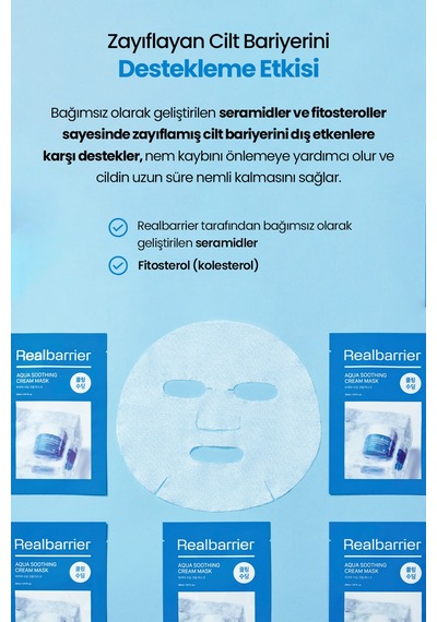 Hassas Cildi Serinleten Nemlendirici Krem İçeren Kağıt Maske Realbarrıer Aqua Soothing Cream Mask