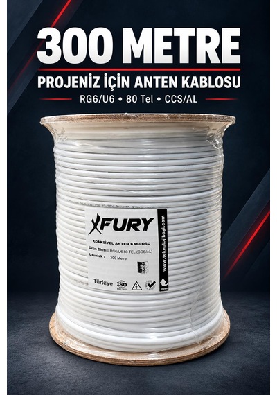 Fury 80 Tel Rg6-u6 Koaksiyel Tv Ve Uydu Anten Kablosu 300 Metre