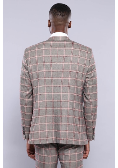 Wessi Ekose Desenli Slim Fit Gri Erkek Ceket - Wessi Gri
