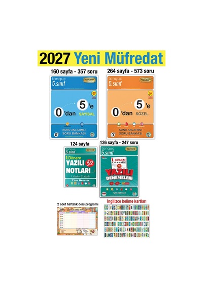 5. Sınıf 2027 0'dan 5'e Konu Anlatımlı Soru Bankası Set 1. Dönem Yazılı Notları