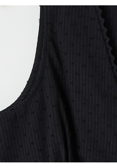 Lcw Vision Siyah V Yaka Dantel Detaylı Peplum Bluz