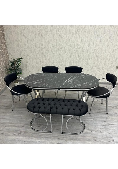 Selenit Mutfak Yemek Masası Takımı- 6 Kişilik Mutfak Masa Sandalye Takımı- Mutfak Masası Takımı Gümüş Selenit Mutfak Yemek Masası Takımı- 6 Kişilik Mutfak Masa Sandalye Takımı- Mutfak Masası Takımı Gümüş