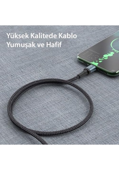 2m 60w Hasırlı Type-c To Type-c Pd Hızlı Şarj Kablosu - Siyah