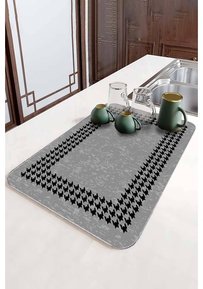 Gri Kazayağı Microfiber Bulaşık Kurutma Kurulama Matı Mm005