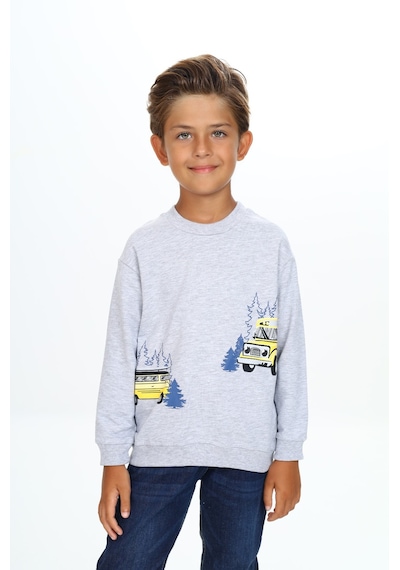 Toontoy Kids Toontoy Erkek Çocuk Relax Fit Bisiklet Yaka Hafif Düşük Omuz Baskılı Sweatshirt - 2 İplik Gri Melanj Toontoy Kids Toontoy Erkek Çocuk Relax Fit Bisiklet Yaka Hafif Düşük Omuz Baskılı Sweatshirt - 2 İplik Gri Melanj