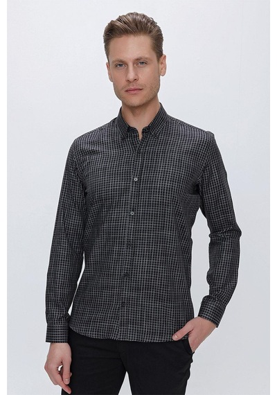 Efor Gk 662 Slim Fit Siyah Klasik Gömlek Siyah