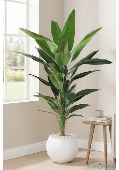 Yapay Çiçek Sitesi Plastik Küre Saksıda Yapay Starliçe Bitkisi 87 Cm Yeşil