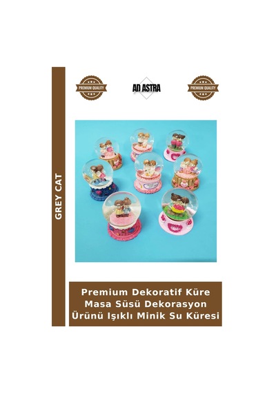 Premium Dekoratif Küre Masa Süsü Dekorasyon Ürünü Işıklı Minik Su Küresi Çok Renkli