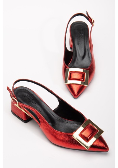Suins Shoes Suins Milina Model Kadın Orta Topuklu Ayakkabı Kırmızı
