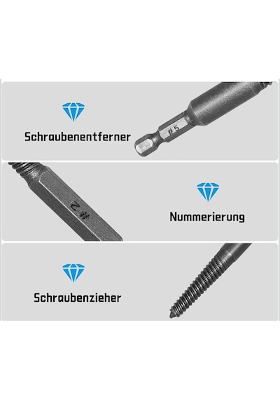 6 Parça Bits Ters Kılavuz Takımı Bozuk Vida Çıkarmak İçin